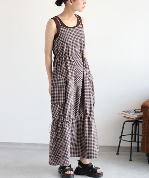 cepo（セポ）の「カーゴキャミワンピース（ワンピース・レディース・ブルー系/ブラウン系・M）」の10枚目の写真