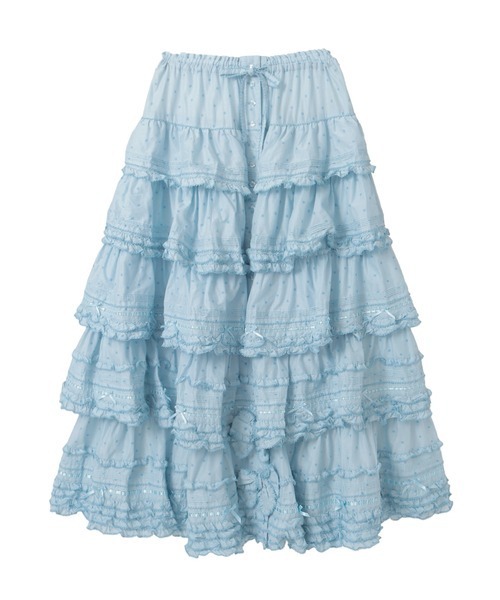 水玉プリントフリルスカート