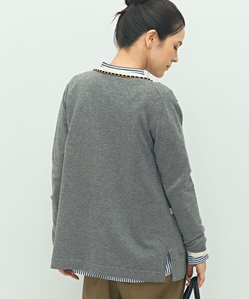 NOLLEY’S（ノーリーズ）の「チェーンブレード長めVネックカーディガン（カーディガン/ボレロ・レディース・ブラック/グレー・38）」の18枚目の写真