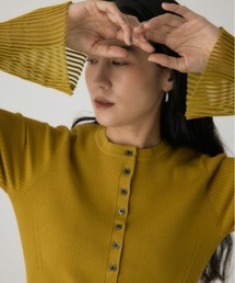 crie conforto | スリーブシアーリブカーディガン 冬服 / 長袖 / 羽織り(カーディガン/ボレロ)