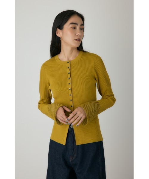 crie conforto(クリーコンフォルト)の「スリーブシアーリブカーディガン 冬服 / 長袖 / 羽織り(カーディガン/ボレロ・レディース・ブラック/マスタード/オフホワイト・FREE)」の21枚目の写真