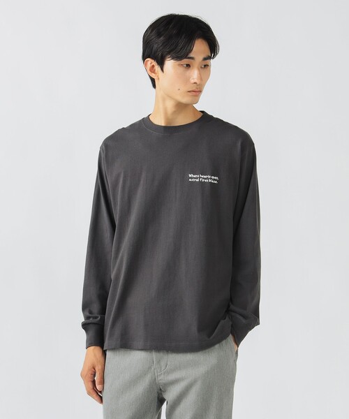 BEAMS HEART（ビームスハート）の「【ユニセックス】ハート スター バックプリント ロング スリーブ Tシャツ（Tシャツ/カットソー・メンズ・チャコールグレー/ホワイト・M/L/XL/S）」の2枚目の写真