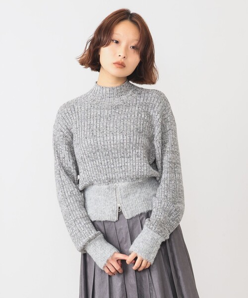 Ray BEAMS（レイビームス）の「メランジ リブ ハイネック ニット（ニット/セーター・レディース・シルバー/ブルー系その他2・ONE SIZE）」の2枚目の写真