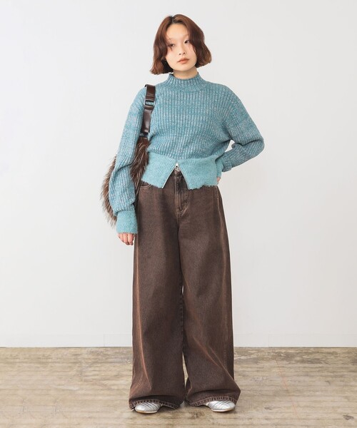 Ray BEAMS（レイビームス）の「メランジ リブ ハイネック ニット（ニット/セーター・レディース・シルバー/ブルー系その他2・ONE SIZE）」の5枚目の写真