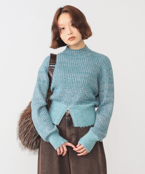 Ray BEAMS（レイビームス）の「メランジ リブ ハイネック ニット（ニット/セーター・レディース・シルバー/ブルー系その他2・ONE SIZE）」の8枚目の写真