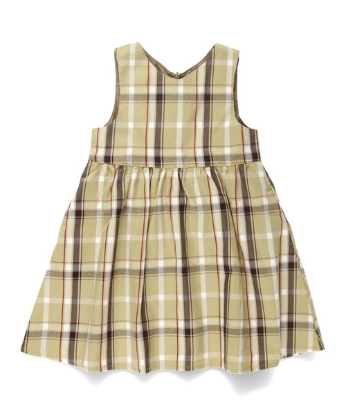 BRANSHES（ブランシェス）の「【おそろい】チェックジャンパースカート（ジャンパースカート・キッズ・ベージュ/ネイビー・100/120/140/130/90/80/110/150）」の3枚目の写真