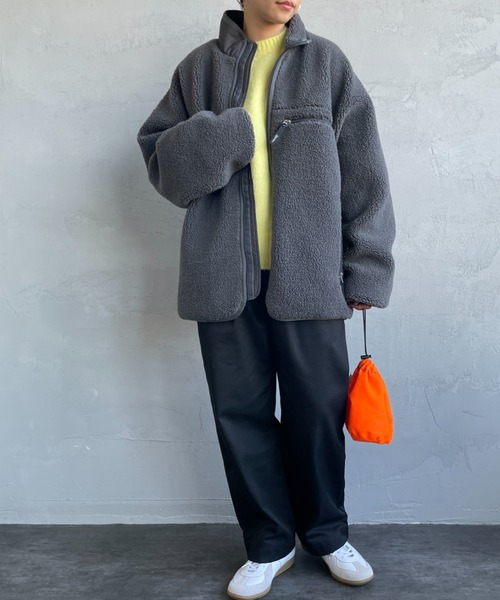 GYMPHLEX（ジムフレックス）の「[GYMPHLEX/ジムフレックス] COZY LIGHT ボアフリースブルゾン（ブルゾン・レディース・チャコールグレー/ベージュ/オフホワイト・M/L）」の22枚目の写真