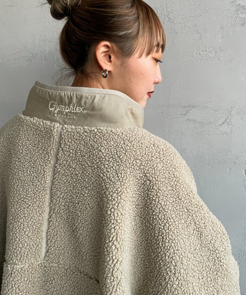 GYMPHLEX（ジムフレックス）の「[GYMPHLEX/ジムフレックス] COZY LIGHT ボアフリースブルゾン（ブルゾン・レディース・チャコールグレー/ベージュ/オフホワイト・M/L）」の7枚目の写真