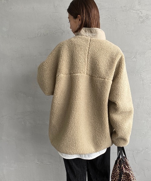 GYMPHLEX（ジムフレックス）の「[GYMPHLEX/ジムフレックス] COZY LIGHT ボアフリースブルゾン（ブルゾン・レディース・チャコールグレー/ベージュ/オフホワイト・M/L）」の10枚目の写真