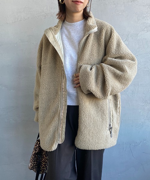 GYMPHLEX（ジムフレックス）の「[GYMPHLEX/ジムフレックス] COZY LIGHT ボアフリースブルゾン（ブルゾン・レディース・チャコールグレー/ベージュ/オフホワイト・M/L）」の14枚目の写真