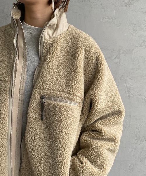 GYMPHLEX（ジムフレックス）の「[GYMPHLEX/ジムフレックス] COZY LIGHT ボアフリースブルゾン（ブルゾン・レディース・チャコールグレー/ベージュ/オフホワイト・M/L）」の17枚目の写真