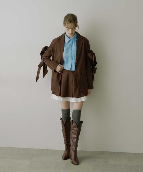 HEIREN(ヘイレーン)の「【HEIREN】ピンタッククロップドシャツ(シャツ/ブラウス・レディース・ブルー/ホワイト・FREE)」の11枚目の写真