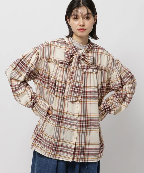 セール】2WAYボウタイチェックブラウス（シャツ/ブラウス）｜niko and