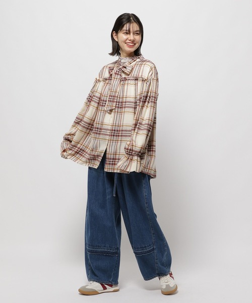 niko and...（ニコアンド）の「2WAYボウタイチェックブラウス（シャツ/ブラウス・レディース・ネイビー/アイボリー/オフホワイト・FREE）」の13枚目の写真