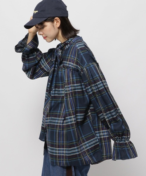 niko and...（ニコアンド）の「2WAYボウタイチェックブラウス（シャツ/ブラウス・レディース・ネイビー/アイボリー/オフホワイト・FREE）」の19枚目の写真