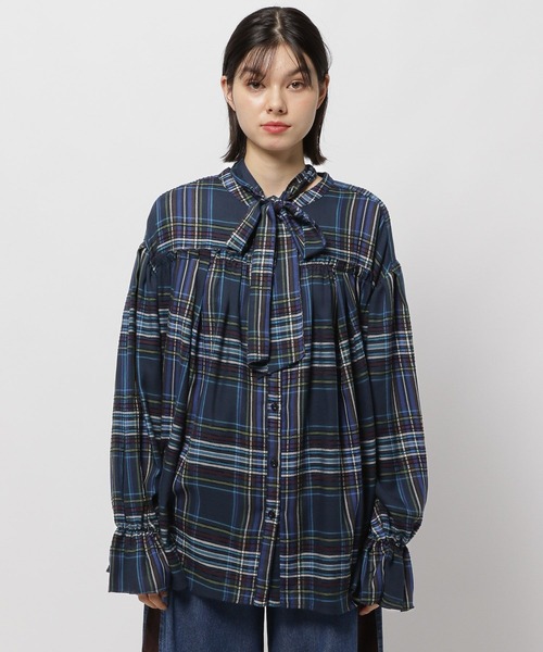 [今期新品] niko and… シャツ　ブラウス niko and… ブラウス シャツ ダブルフロントチェックシャツ
