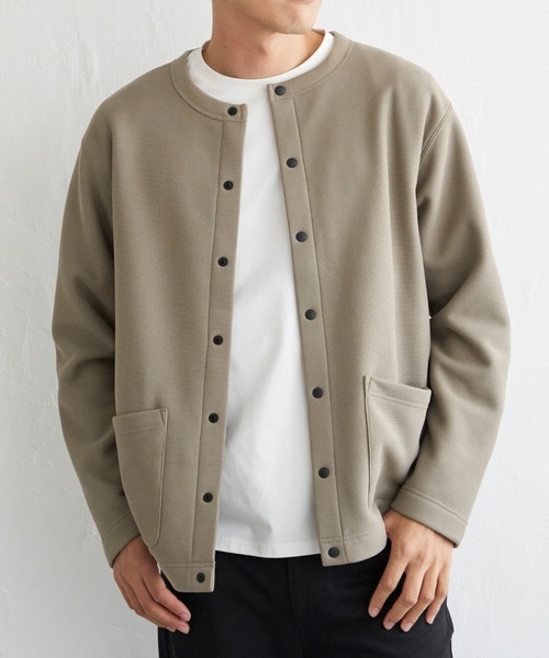 ikka（イッカ）の「【親子コーデ】ボンディングクルーネックカーディガン（カーディガン/ボレロ・メンズ・ブラック/ベージュ/チャコールグレー/ライム・XL/L/M/S）」の3枚目の写真