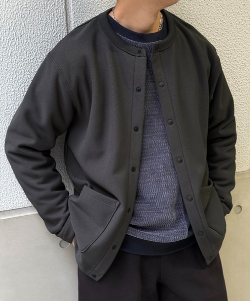 ikka（イッカ）の「【親子コーデ】ボンディングクルーネックカーディガン（カーディガン/ボレロ・メンズ・ブラック/ベージュ/チャコールグレー/ライム・XL/L/M/S）」の2枚目の写真