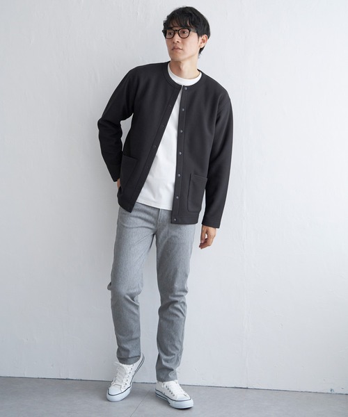 ikka（イッカ）の「【親子コーデ】ボンディングクルーネックカーディガン（カーディガン/ボレロ・メンズ・ブラック/ベージュ/チャコールグレー/ライム・XL/L/M/S）」の5枚目の写真