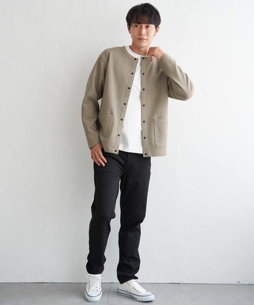 ikka（イッカ）の「【親子コーデ】ボンディングクルーネックカーディガン（カーディガン/ボレロ・メンズ・ブラック/ベージュ/チャコールグレー/ライム・XL/L/M/S）」の9枚目の写真