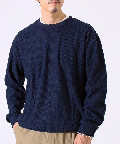 セール】【レイヤードに最適】起毛ワッフル 裾ドロストロンT（Tシャツ