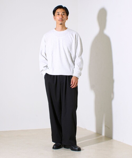 GLOSTER（グロスター）の「【レイヤードに最適】起毛ワッフル 裾ドロストロンT（Tシャツ/カットソー・メンズ・チャコールグレー/ネイビー/ヘザーグレー・M/L/XL）」の4枚目の写真