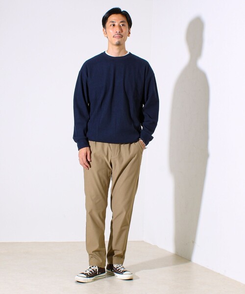 GLOSTER（グロスター）の「【レイヤードに最適】起毛ワッフル 裾ドロストロンT（Tシャツ/カットソー・メンズ・チャコールグレー/ネイビー/ヘザーグレー・M/L/XL）」の18枚目の写真