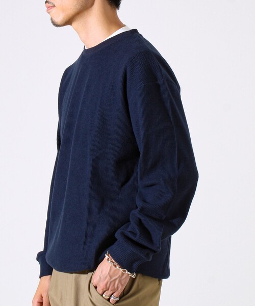 GLOSTER（グロスター）の「【レイヤードに最適】起毛ワッフル 裾ドロストロンT（Tシャツ/カットソー・メンズ・チャコールグレー/ネイビー/ヘザーグレー・M/L/XL）」の20枚目の写真