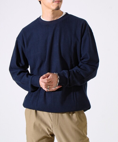 GLOSTER（グロスター）の「【レイヤードに最適】起毛ワッフル 裾ドロストロンT（Tシャツ/カットソー・メンズ・チャコールグレー/ネイビー/ヘザーグレー・M/L/XL）」の22枚目の写真