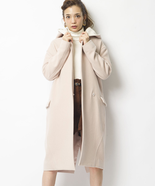 REDYAZEL（レディアゼル）の「フードコクーンコート（その他アウター・レディース・ピンク/ネイビー/ベージュ・MEDIUM/SMALL）」の3枚目の写真