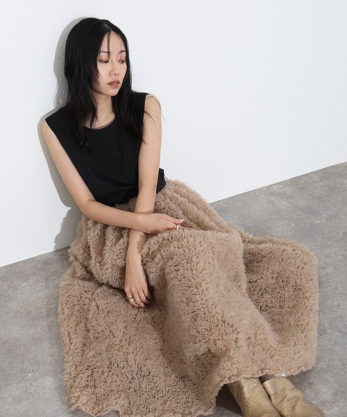 atlo(アトロ)の「ミモレ丈&ノースリーブ フォーマル チュール モコモコ セットアップ バックジップセレモニー 結婚式 二次会 パーティー ドレス オケージョンドレス 同窓会 成人式 お呼ばれ 謝恩会 20代 30代(ドレス・レディース・ブラック/ベージュ系その他/チャコール・M)」の3枚目の写真