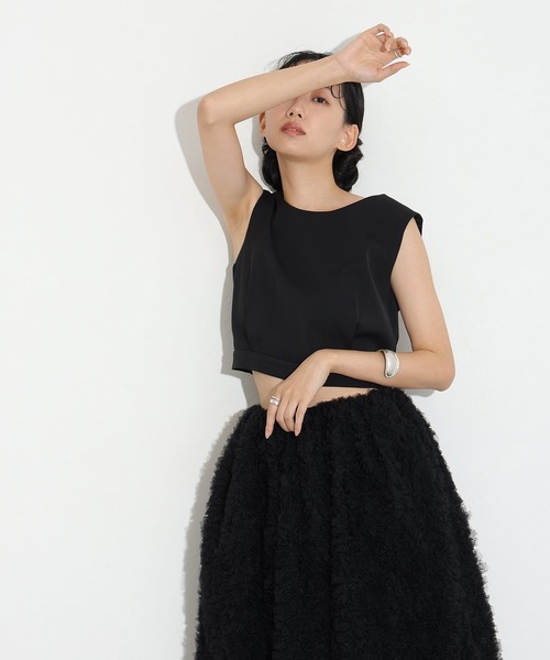 ミモレ丈&ノースリーブフォーマルチュールモコモコセットアップバックジップセレモニー結婚式二次会パーティードレスオケージョンドレス同窓会成人式 お呼ばれ 謝恩会 20代 30代