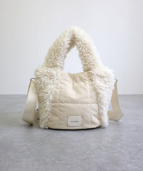 COLDE （コルデ）の「フェイクファー×キルティング2wayトートバッグ（トートバッグ・レディース・モカ/アイボリー/ブラック・FREE）」の15枚目の写真