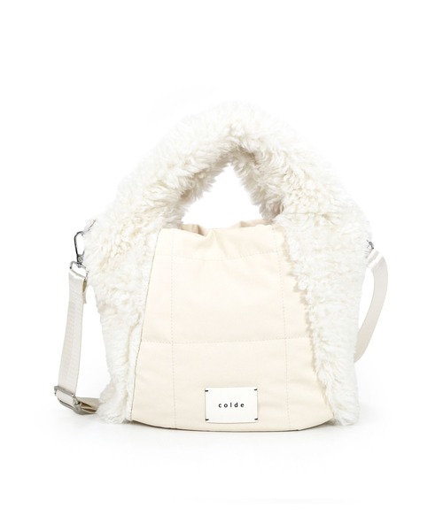 COLDE （コルデ）の「フェイクファー×キルティング2wayトートバッグ（トートバッグ・レディース・モカ/アイボリー/ブラック・FREE）」の7枚目の写真