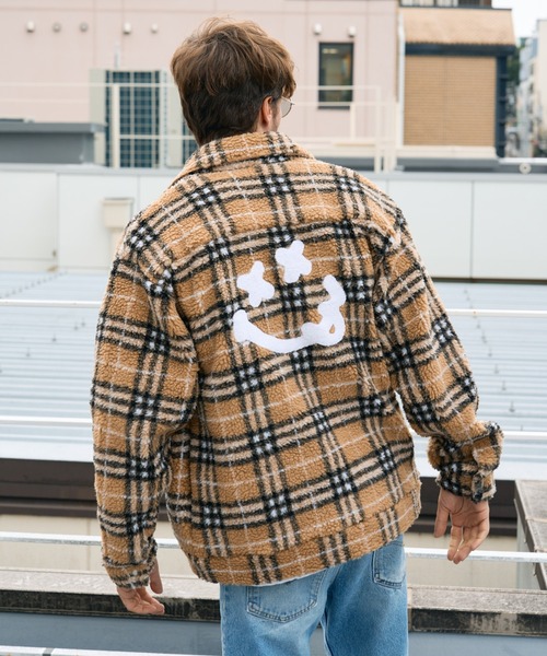 STUD MUFFIN（スタッドマフィン）の「STUD MUFFIN/スタッドマフィン/ブロックチェックムックボア サガラパッチワーク ブルゾン（ブルゾン・メンズ・ベージュ/ブラック・2/3/4）」の2枚目の写真