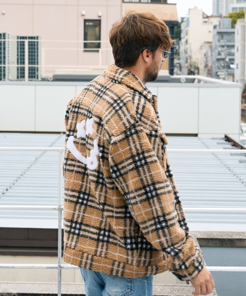 STUD MUFFIN（スタッドマフィン）の「STUD MUFFIN/スタッドマフィン/ブロックチェックムックボア サガラパッチワーク ブルゾン（ブルゾン・メンズ・ベージュ/ブラック・2/3/4）」の6枚目の写真