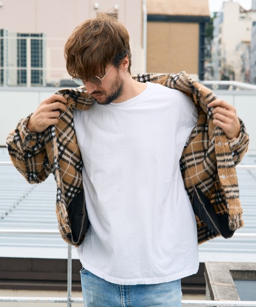 STUD MUFFIN（スタッドマフィン）の「STUD MUFFIN/スタッドマフィン/ブロックチェックムックボア サガラパッチワーク ブルゾン（ブルゾン・メンズ・ベージュ/ブラック・2/3/4）」の7枚目の写真