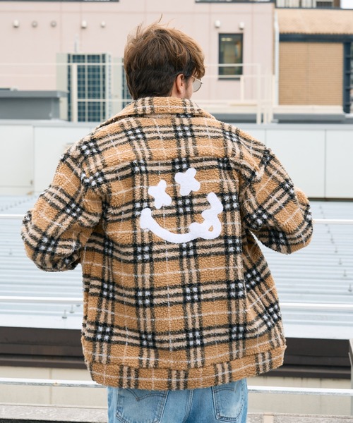 STUD MUFFIN（スタッドマフィン）の「STUD MUFFIN/スタッドマフィン/ブロックチェックムックボア サガラパッチワーク ブルゾン（ブルゾン・メンズ・ベージュ/ブラック・2/3/4）」の8枚目の写真