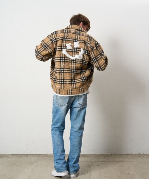 STUD MUFFIN（スタッドマフィン）の「STUD MUFFIN/スタッドマフィン/ブロックチェックムックボア サガラパッチワーク ブルゾン（ブルゾン・メンズ・ベージュ/ブラック・2/3/4）」の14枚目の写真