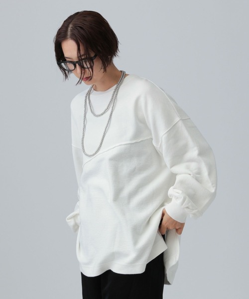 LEPSIM（レプシィム）の「ロゴパッチリメイク裏毛プルオーバー　591711（Tシャツ/カットソー・レディース・チャコールグレー/オフホワイト/イエロー・FREE）」の5枚目の写真