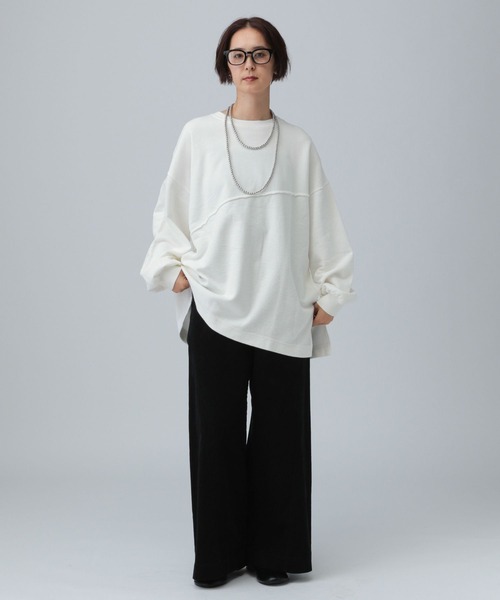 LEPSIM（レプシィム）の「ロゴパッチリメイク裏毛プルオーバー　591711（Tシャツ/カットソー・レディース・チャコールグレー/オフホワイト/イエロー・FREE）」の7枚目の写真