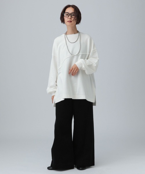 LEPSIM（レプシィム）の「ロゴパッチリメイク裏毛プルオーバー　591711（Tシャツ/カットソー・レディース・チャコールグレー/オフホワイト/イエロー・FREE）」の9枚目の写真