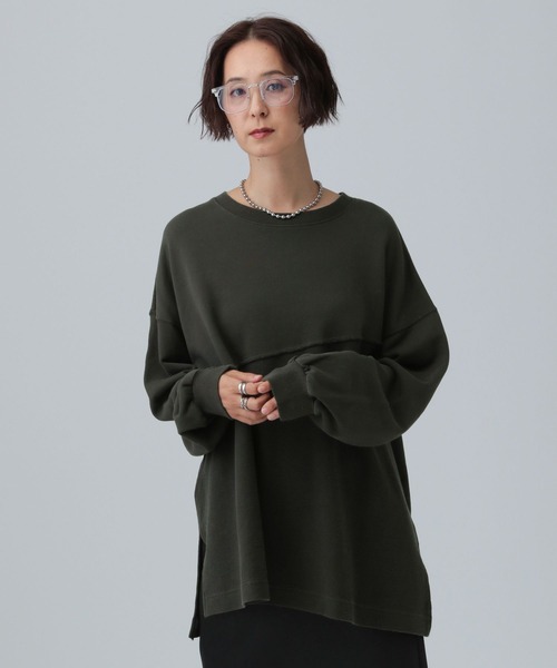 LEPSIM（レプシィム）の「ロゴパッチリメイク裏毛プルオーバー　591711（Tシャツ/カットソー・レディース・チャコールグレー/オフホワイト/イエロー・FREE）」の10枚目の写真