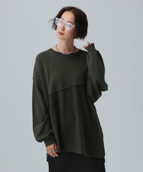 LEPSIM（レプシィム）の「ロゴパッチリメイク裏毛プルオーバー　591711（Tシャツ/カットソー・レディース・チャコールグレー/オフホワイト/イエロー・FREE）」の11枚目の写真