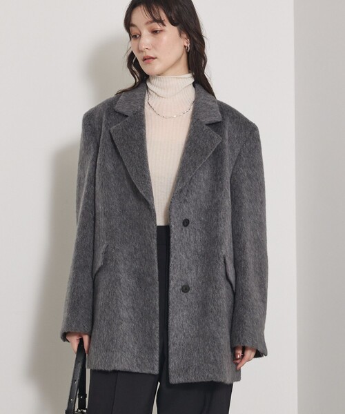 qualite（カリテ）の「シャギージャコット/秋服/冬服/シャギーコート/ジャケット/オーバージャケット/シャギージャケット（テーラードジャケット・レディース・グレー/グレイッシュベージュ・38/36）」の2枚目の写真