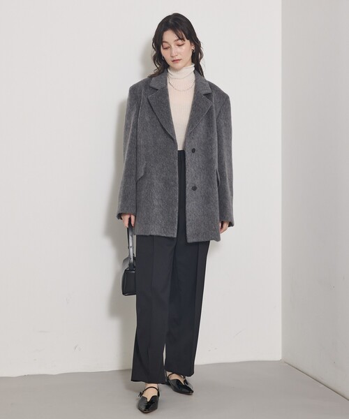 qualite（カリテ）の「シャギージャコット/秋服/冬服/シャギーコート/ジャケット/オーバージャケット/シャギージャケット（テーラードジャケット・レディース・グレー/グレイッシュベージュ・38/36）」の9枚目の写真
