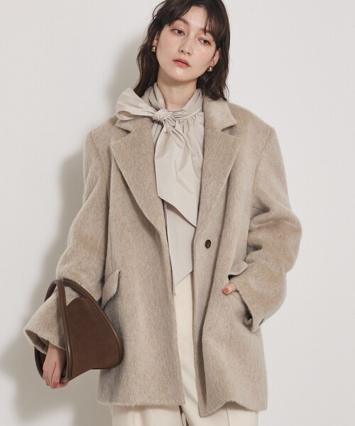 qualite（カリテ）の「シャギージャコット/秋服/冬服/シャギーコート/ジャケット/オーバージャケット/シャギージャケット（テーラードジャケット・レディース・グレー/グレイッシュベージュ・38/36）」の14枚目の写真