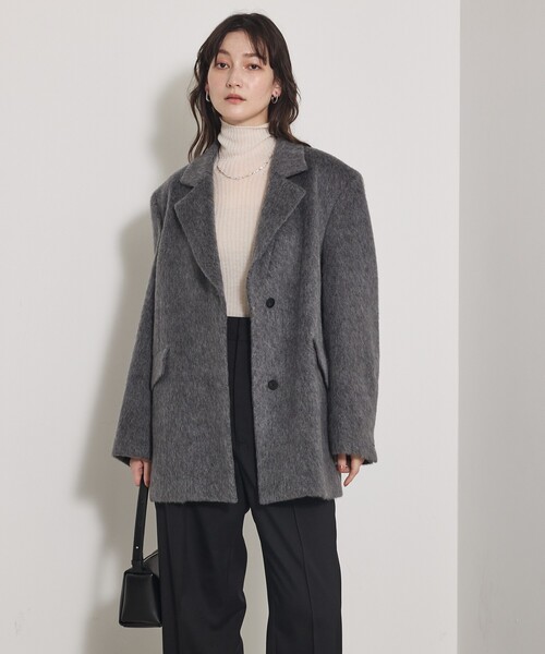 qualite（カリテ）の「シャギージャコット/秋服/冬服/シャギーコート/ジャケット/オーバージャケット/シャギージャケット（テーラードジャケット・レディース・グレー/グレイッシュベージュ・38/36）」の15枚目の写真