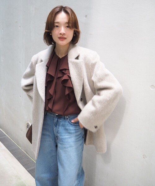 qualite（カリテ）の「シャギージャコット/秋服/冬服/シャギーコート/ジャケット/オーバージャケット/シャギージャケット（テーラードジャケット・レディース・グレー/グレイッシュベージュ・38/36）」の19枚目の写真