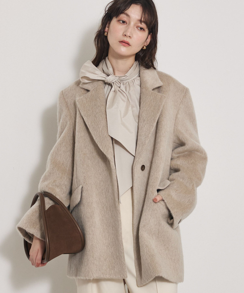 qualite（カリテ）の「シャギージャコット/秋服/冬服/シャギーコート/ジャケット/オーバージャケット/シャギージャケット（テーラードジャケット・レディース・グレー/グレイッシュベージュ・38/36）」の4枚目の写真